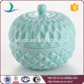 Embossed Beautiful Ceramic Container With Lid For Home